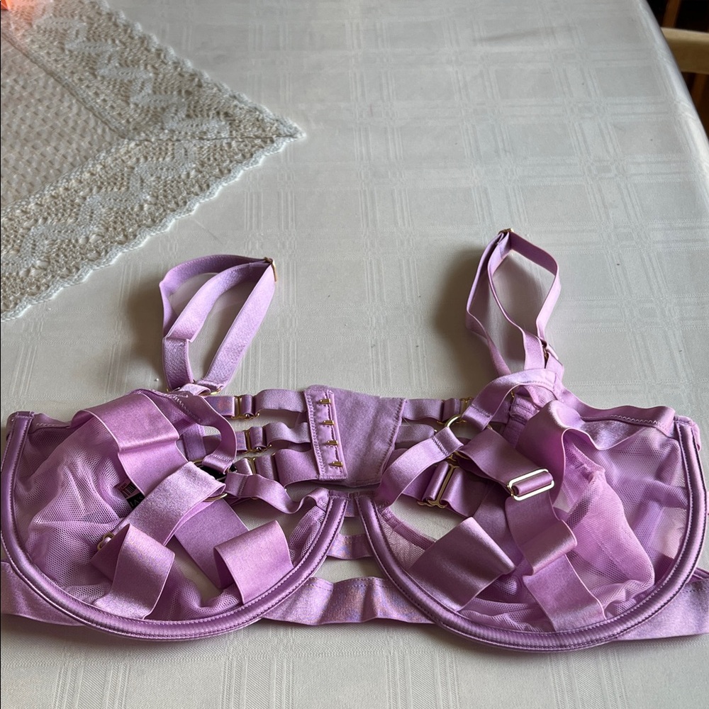 Victoria's Secret Lavender Strappy Satin & Mesh Bra NWT